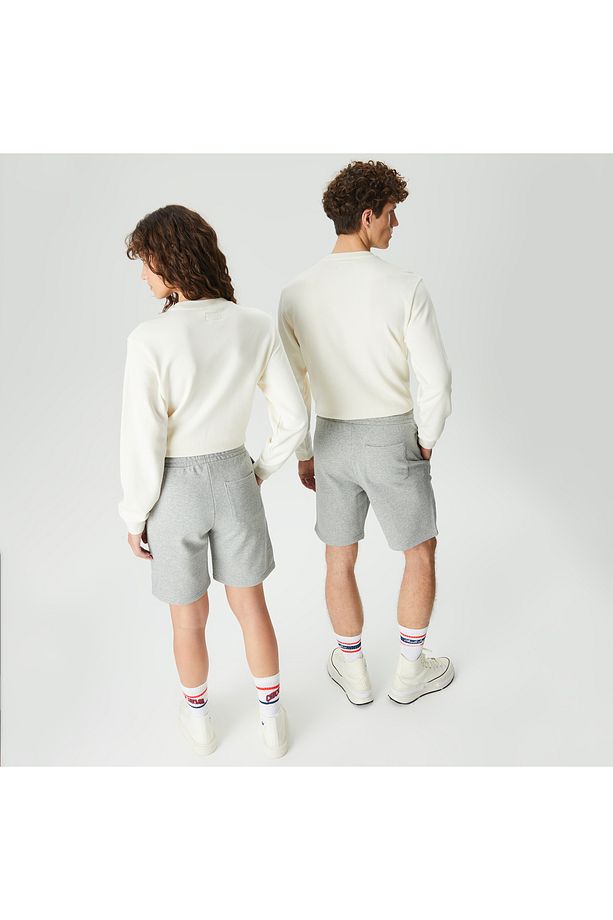 Go-to Embroidered Star Chevron Fleece Unisex Gri Şort - 2