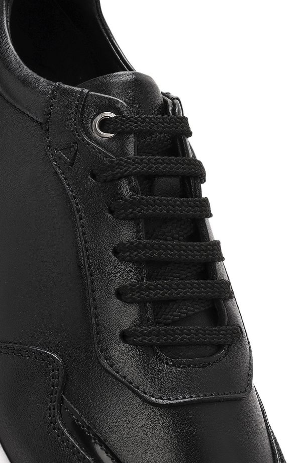 Erkek Siyah Bağcıklı Kalın Tabanlı Deri Sneaker 25SFD621818 - 8