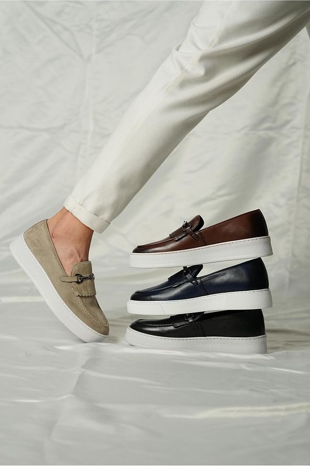 Hector Model Hakiki Deri El Yapımı Erkek Lacivert Loafer Ayakkabı - 5