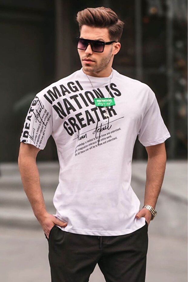White Printed Men's T-Shirt 6073