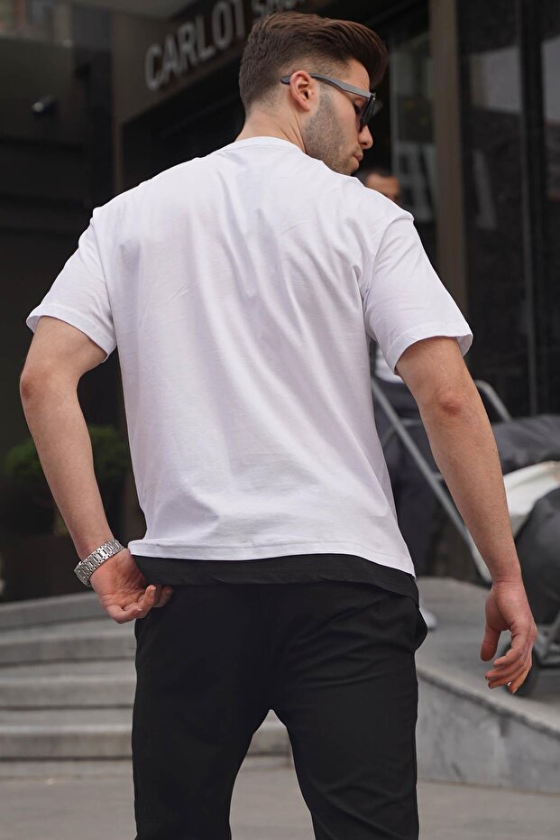 تي شيرت أبيض أساسي للرجال 6090 - 2