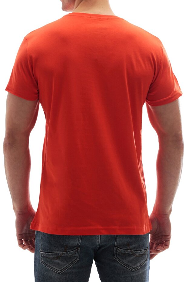 Bisiklet Yaka Basic Tişört Turuncu 3006 - 6