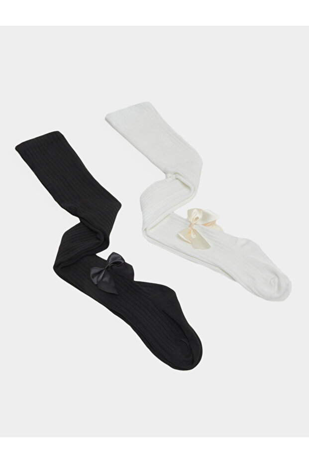 قطعتان من لباس ضيق محبوك مضلع متين مع فيونكة - 1