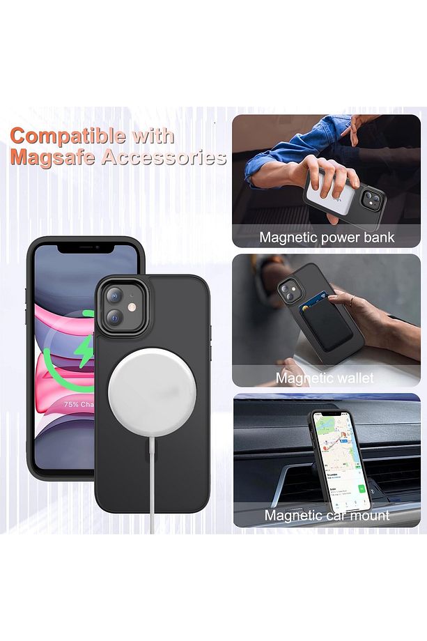 İphone 11 Kılıf Mat Magsafe Şarj Özellikli Renkli Yumuşak Kenarlı Kapak + Ekran Koruyucu Cam Set - 6