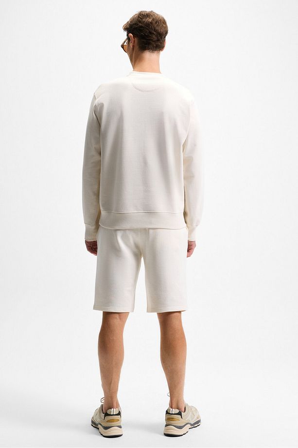 BONELL Erkek %100 Pamuk Relaxed Bisiklet Yaka Uzun Kollu Ekru Sweatshirt - 5