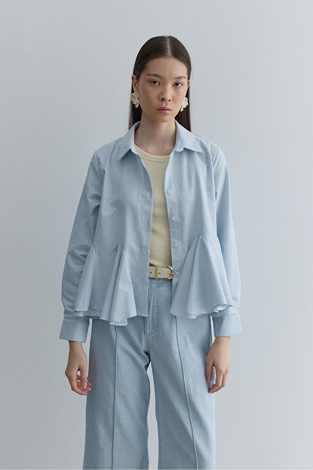 Godeli Kısa Gömlek Mavi - 5