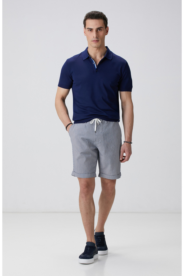 Lacivert Beyaz Şort - 1