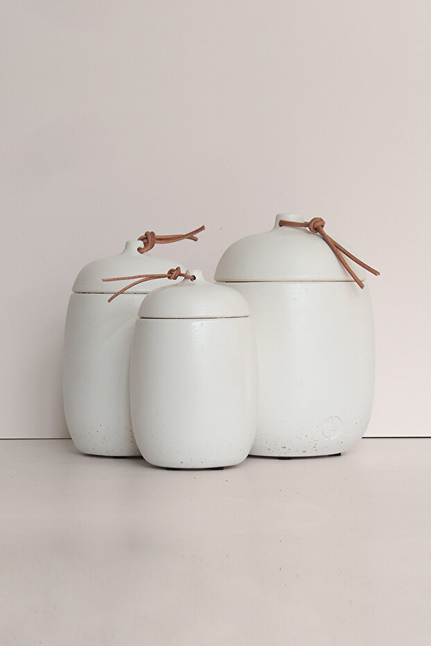 Rome Set of 3 Concrete Jars - Salt, Coffee, Sugar, Tea, Spice Storage Container - 2