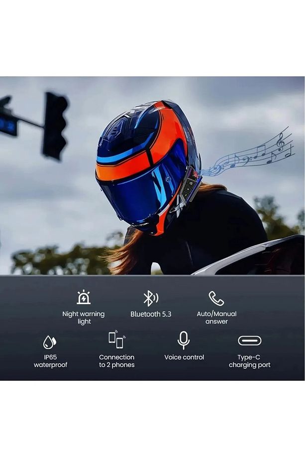 Bt40 Kask Kulaklık Bluetooth Motosiklet Kulaklık Intercom 5.3 - 4