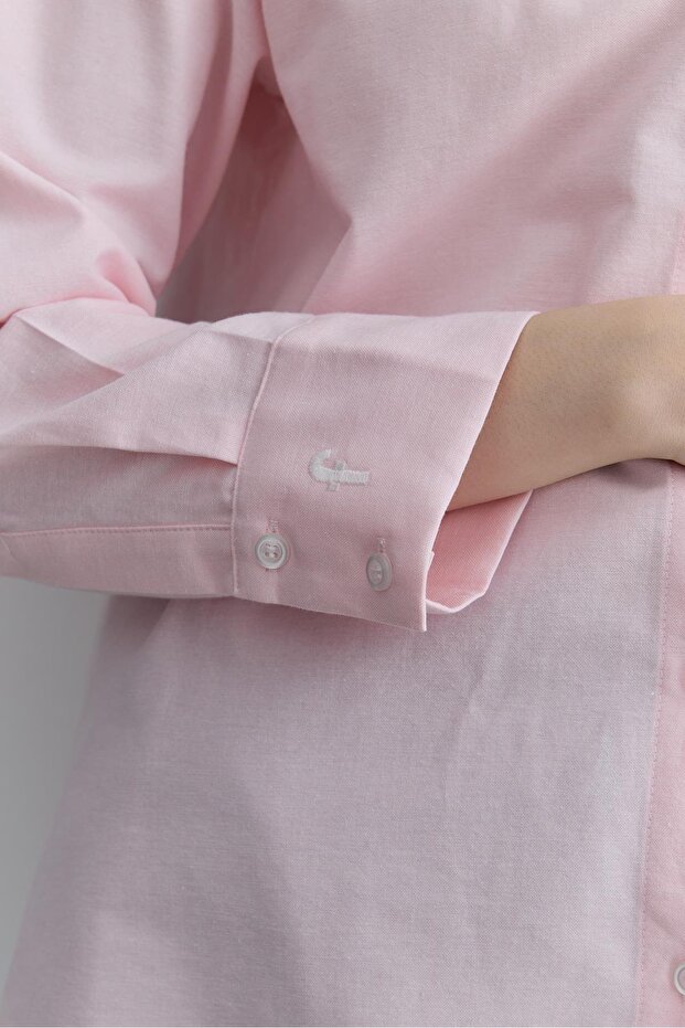 Çapraz Pileli Basic Gömlek Pembe - 7