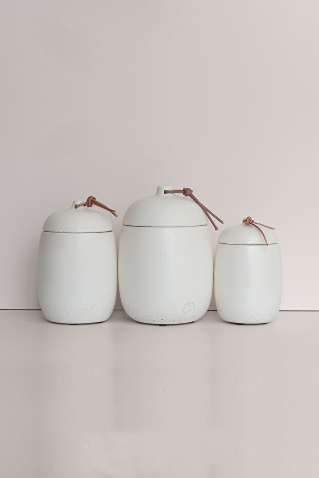 Rome Set of 3 Concrete Jars - Salt, Coffee, Sugar, Tea, Spice Storage Container - 7