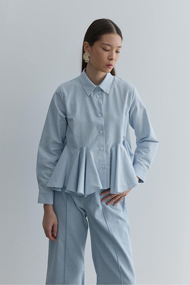 Godeli Kısa Gömlek Mavi - 3