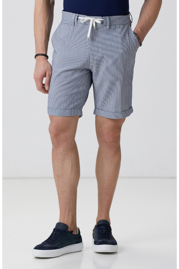 Lacivert Beyaz Şort - 2