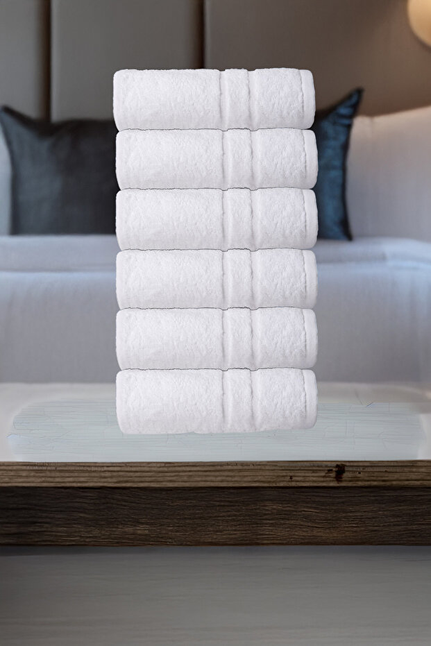 White Hotel, Hand, Face, Head Towel 50X100 cm Set of 6 Cotton