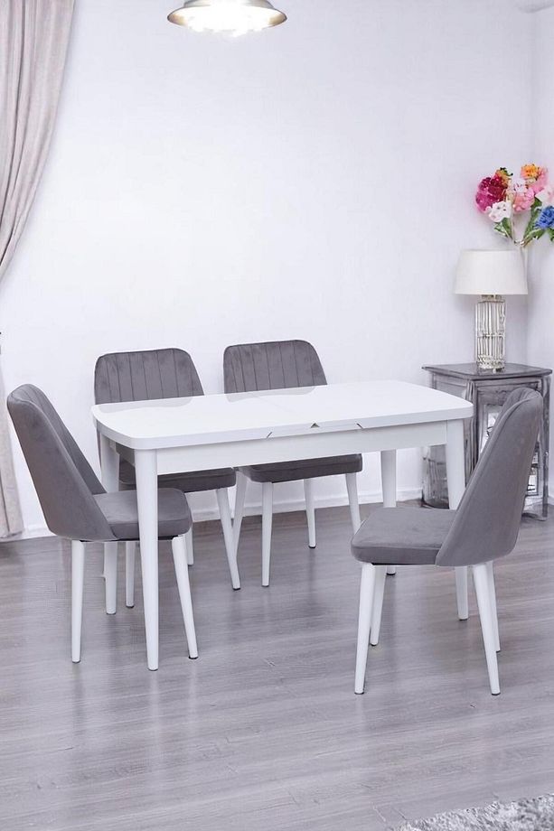 Nehir Milano MDF Lak Panel Açılır Mutfak Masa Takımı 75x130cm - 1