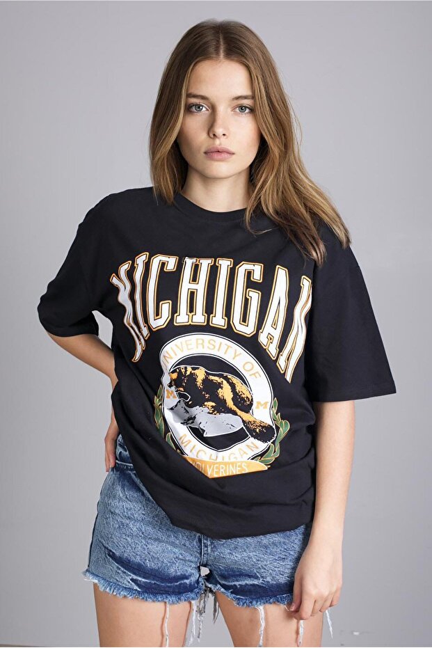 Mad Girls Black Printed T-Shirt Mg1127