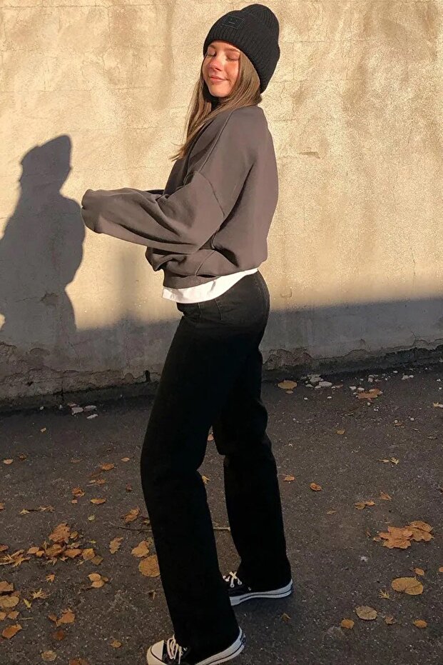 Füme Bisiklet Yaka Basic Sweatshirt MG1559 - 6