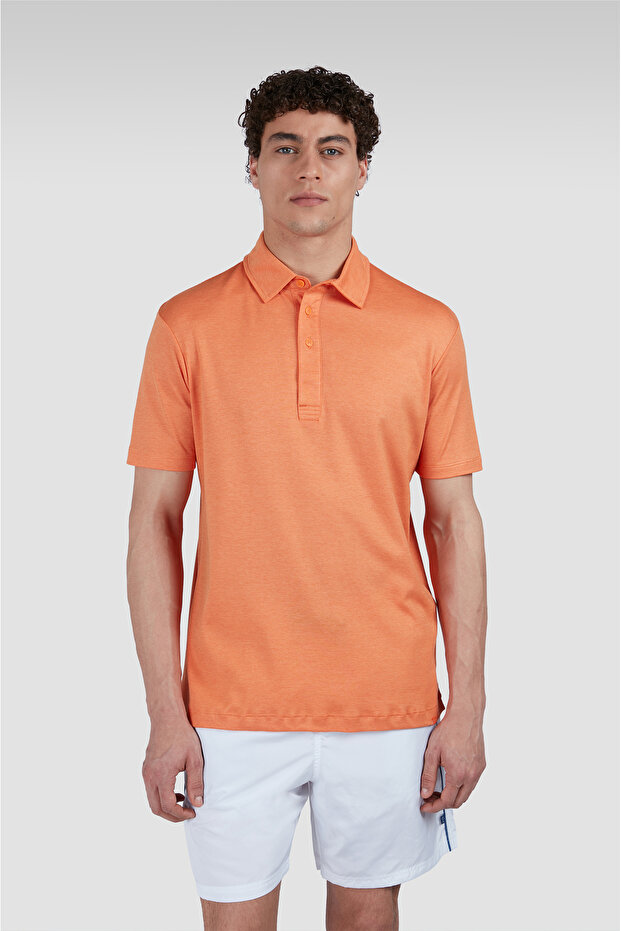 Cotton Lyocell Polo Shirt with Buttons