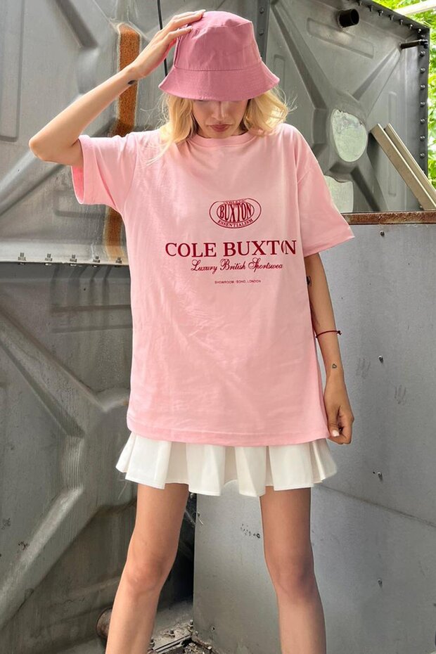 Pink Printed Oversize T-Shirt Mg1512