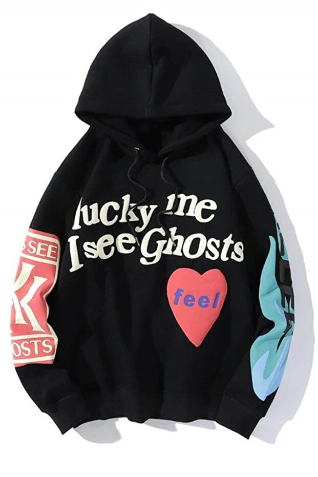 Mad Girls Black Printed Oversized Sweatshirt Mg903