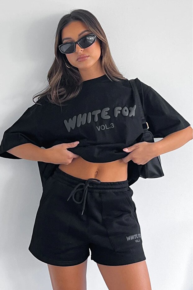 Black Printed Crew Neck Women's T-Shirt Mg1706