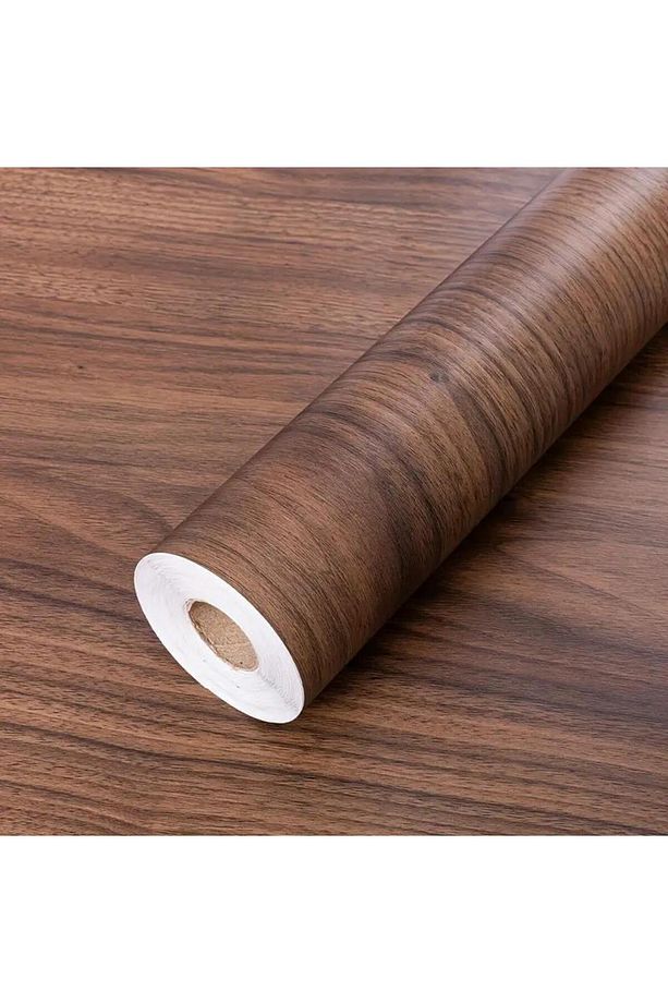 45cm x 10 Metre 1 Adet Rulo Yapışkanlı Koyu Ahşap Görünümlü Mutfak Duvar Kaplama Folyosu Kağıdı - 7