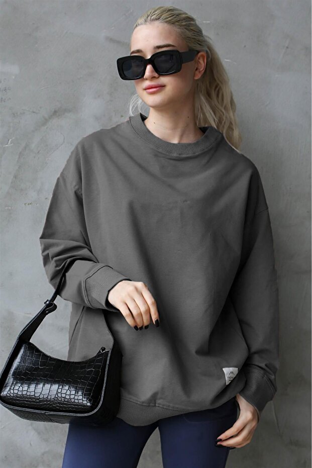 Füme Basic Oversize Kadın Sweatshirt MG1686 - 1