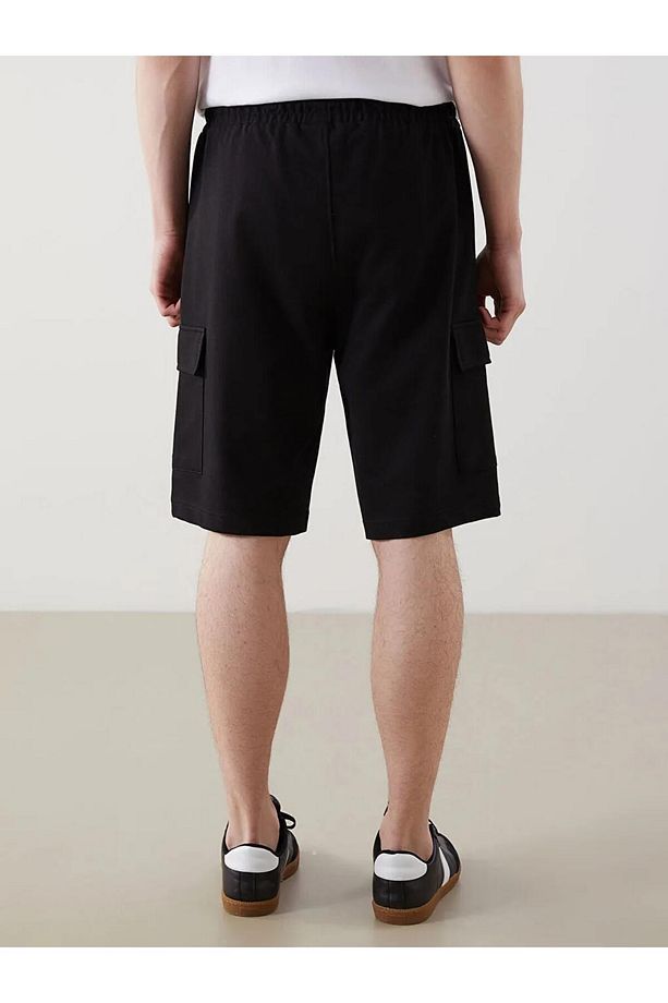 XSIDE Siyah Slim Fit Erkek Kargo Şort - 4
