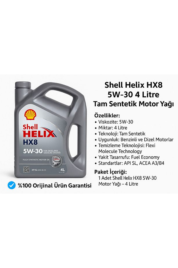 Helix Hx8 5w-30 4 Litre Tam Sentetik Motor Yağı - 1