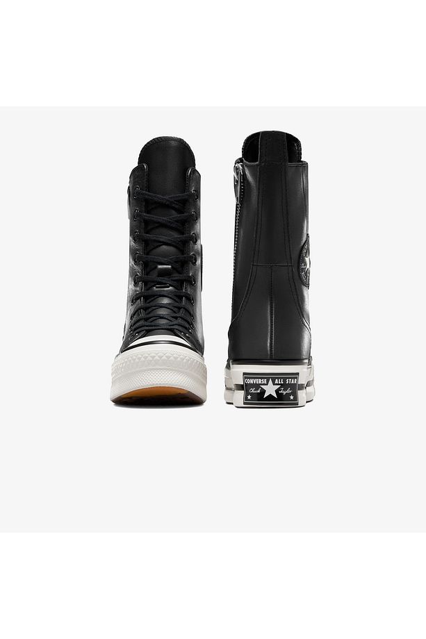 Chuck 70 Plus Unisex Siyah Deri Platform Sneaker - 3