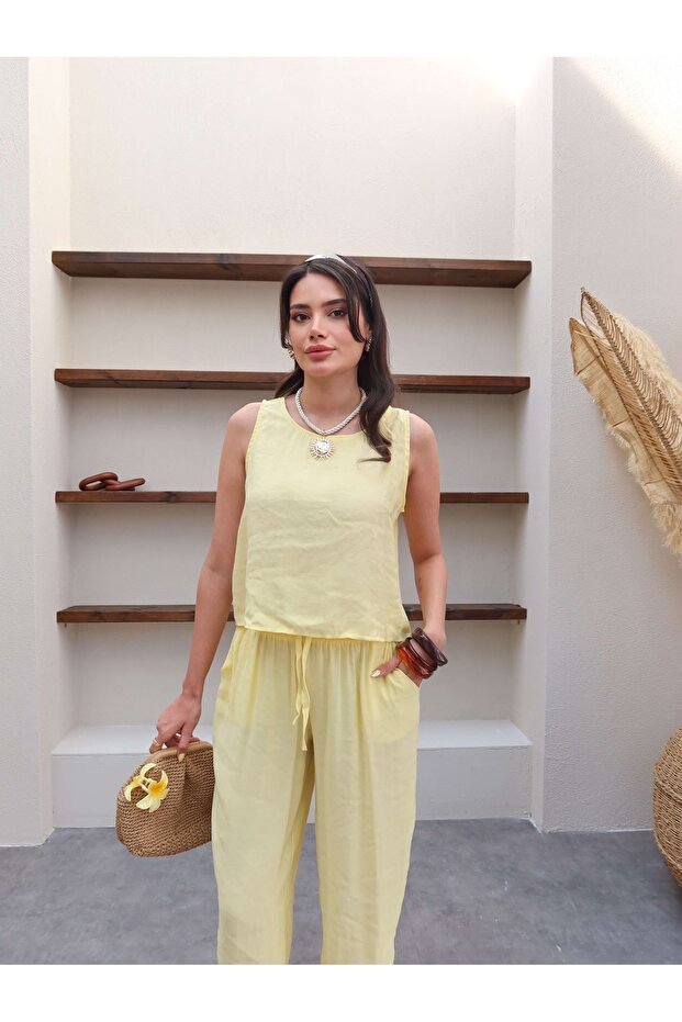 طقم بلوزة مريح بدون أكمام - 2