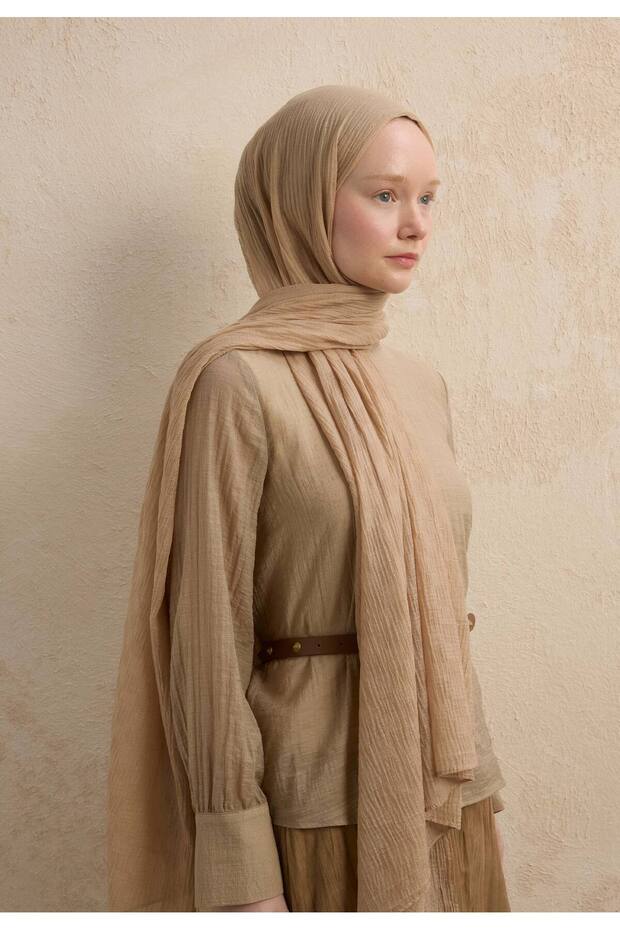 شال مودال مربعات رملي - 1