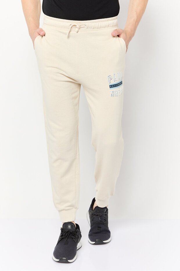 بنطال رياضي سادة بقصّة عادية للرجال، لون بيج - 1
