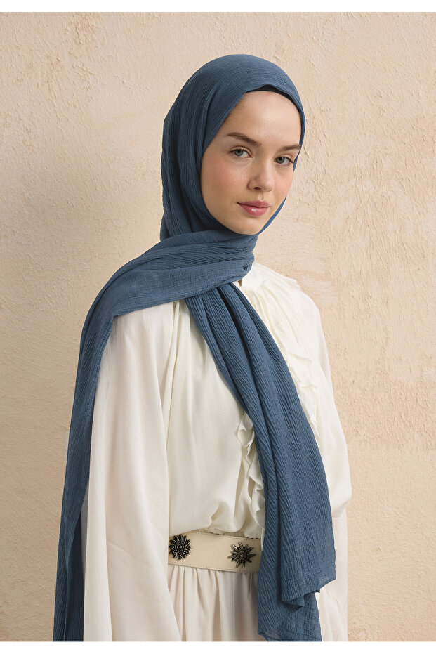 MODAL KRİNKIL ŞAL İNDİGO - 3