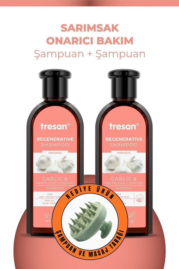 Sarımsak Onarıcı Bakım Şampuanı 300 ML x 2 Adet - PYCOS DUŞ TARAĞI HEDİYELİ - 1