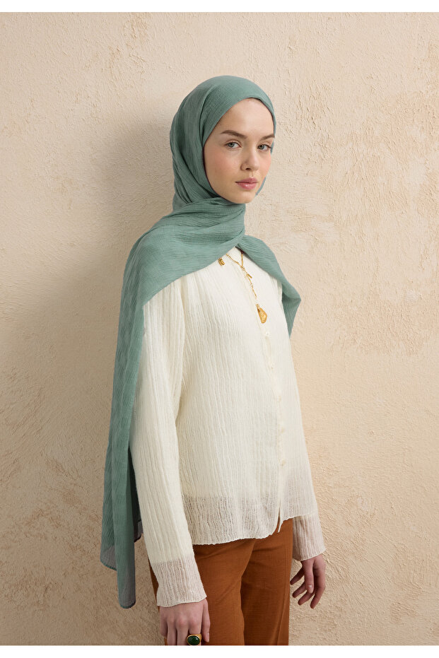 Modal Checkered Shawl Ocean - 3