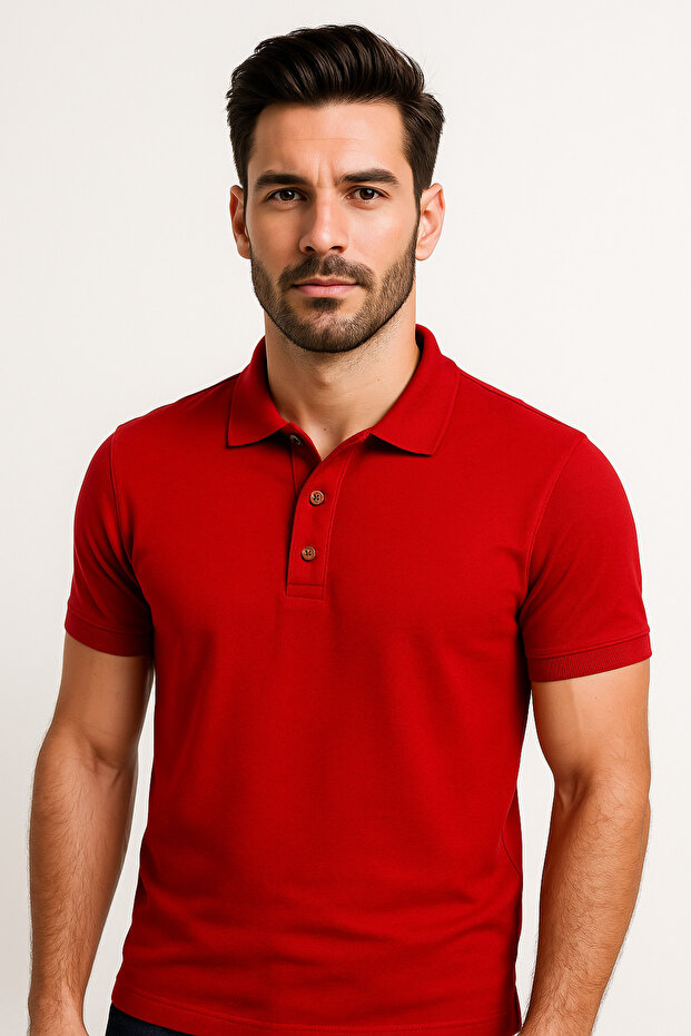 Polo Collar Combed Cotton T-Shirt – 95% Cotton %5 Lycra | Workwear, Daily Use, Stylish and Comfortable Design