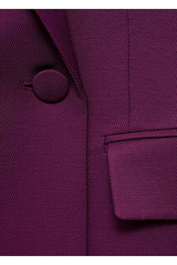 Ketenli Kruvaze Blazer Ceket - 8