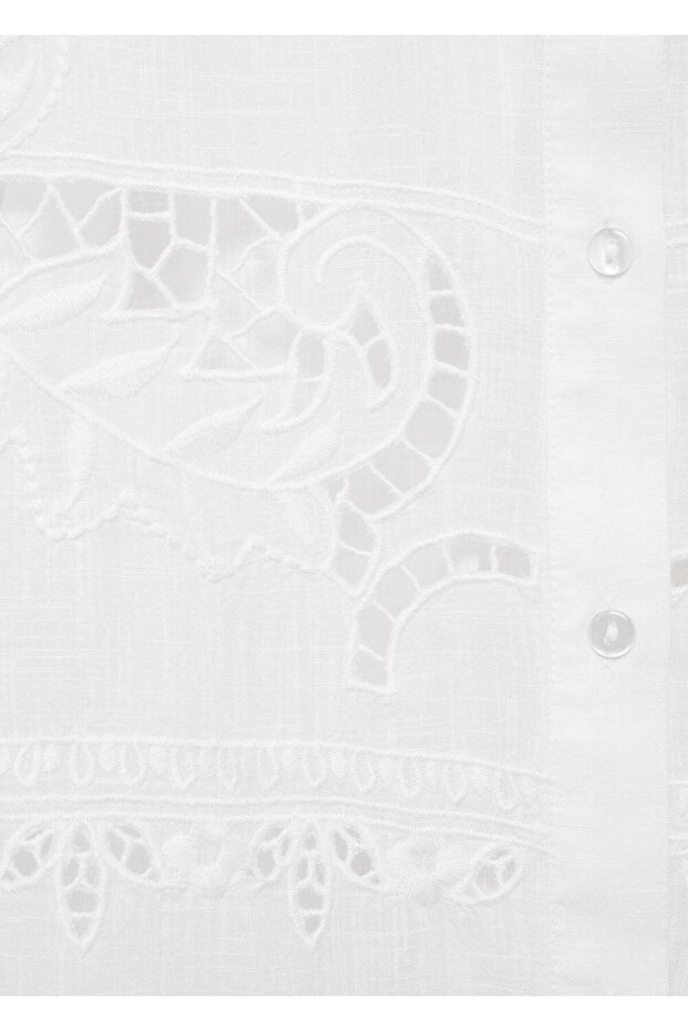 İşlemeli geniş kesim gömlek - 7