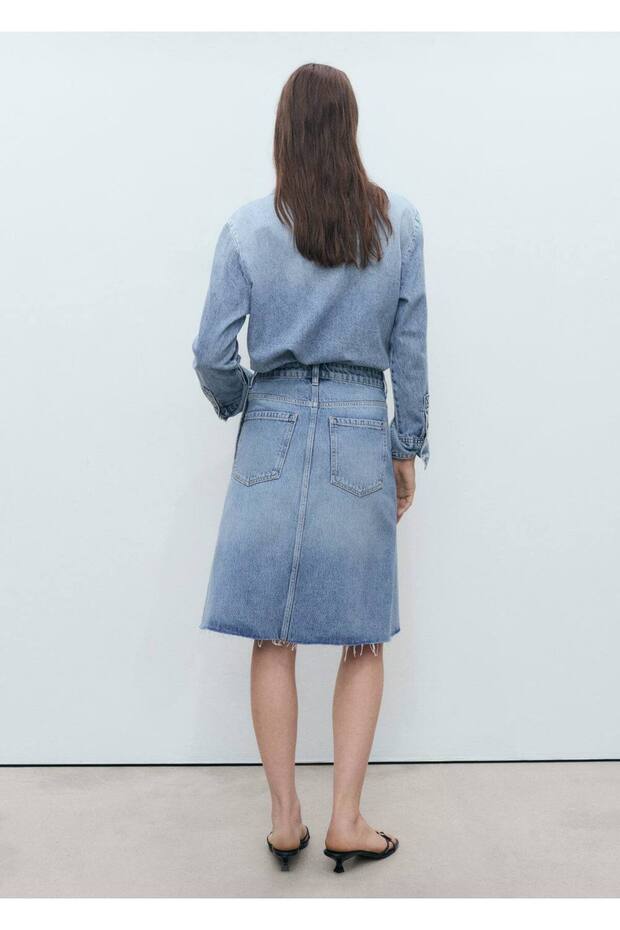 Midi boy denim etek - 4