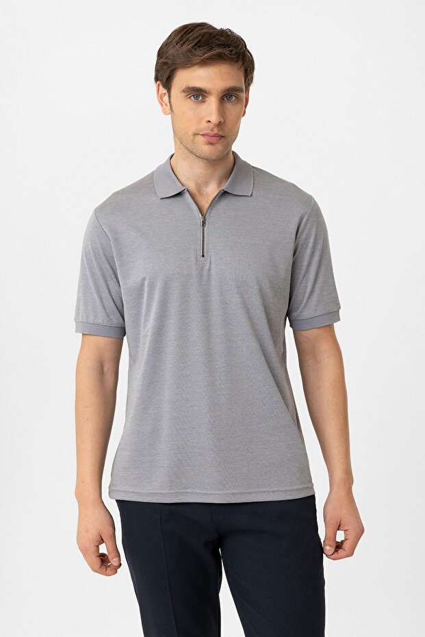 Zippered regular fit men's t-shirt