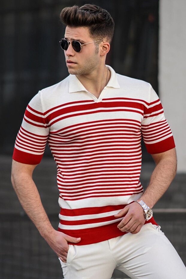 Red Polo Neck Men's T-Shirt 5083
