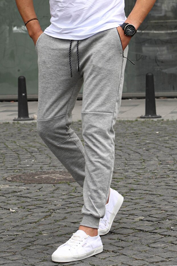 Cuffed Plain Gray Sweatpants 2080 - 1