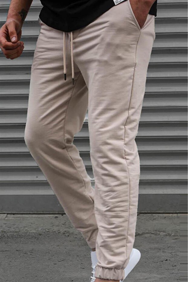 Bej Basic Paçası Lastikli Erkek Eşofman 5494 - 3