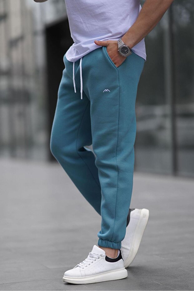 بنطال رياضي مطاطي أساسي أزرق 6524 - 1