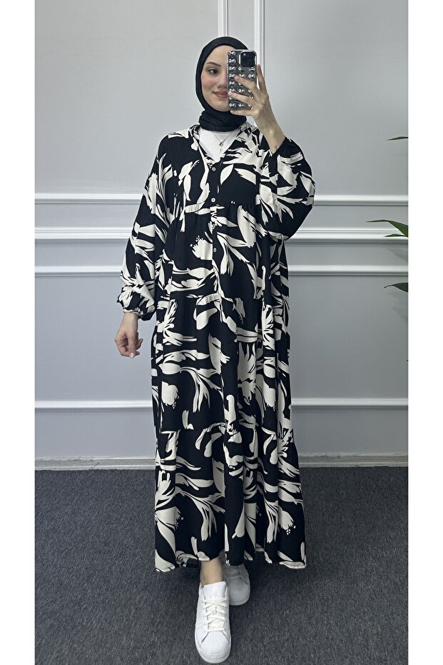 Buttoned Cotton Viscose Dress