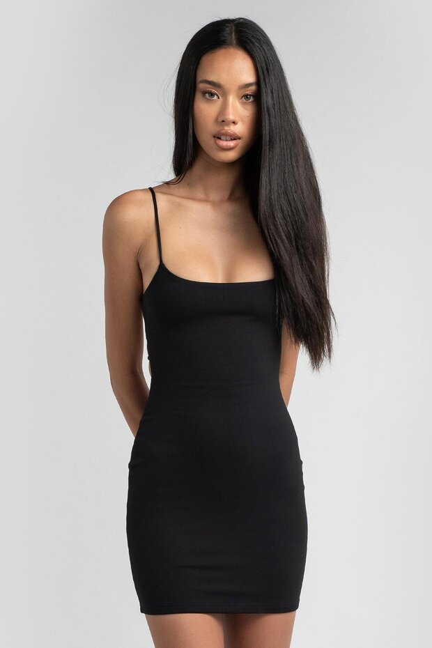 Black Strappy Mini Basic Women's Dress Mg1711