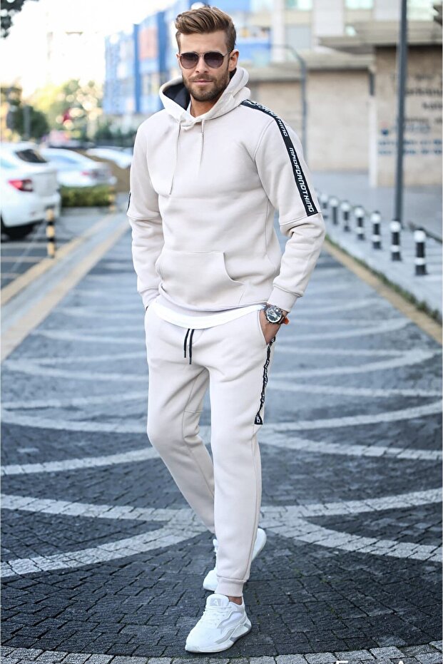 Beige Men's Tracksuit Set 5425