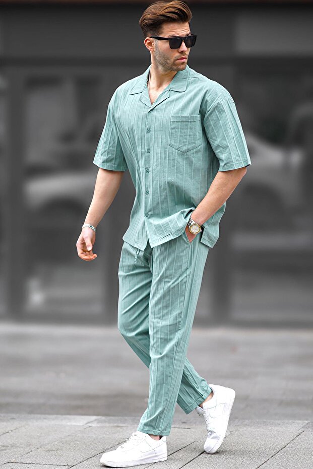 Men's Mint Green Shirt-Pants Set 5936