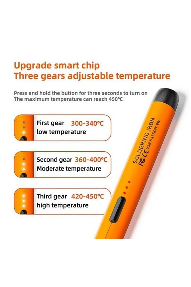 Şarjlı Kablosuz Kaliteli Havya Seti Usb Type-c Şarj - 6